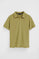Polo verde hoja de algodón con microestructura y bordado Rigby Go