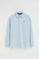 Polo bleu clair, à manches longues, de coupe regular, avec broderie Rigby Go