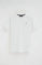 Camiseta blanca de cuello pico con logo Rigby Go