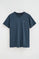Camiseta azul denim de cuello pico con logo Rigby Go