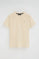 Camiseta color crema de cuello pico con logo Rigby Go