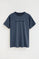 Camiseta azul denim de manga corta con bordado Established 2012 Polo Club