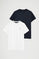 Men’s 2-pack T-shirts in navy blue and white with short sleeves and Rigby Go embroidery