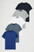 Pack hombre de cinco camisetas azul marino, gris vigoré, blanca, azul denim y azul royal de manga corta y bordado Rigby Go