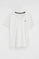 White short-sleeve V-neck T-shirt with Rigby Go embroidery