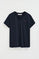 Navy-blue short-sleeve V-neck T-shirt with Rigby Go embroidery