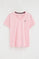 Pink short-sleeve V-neck T-shirt with Rigby Go embroidery