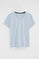 Light-blue short-sleeve V-neck T-shirt with Rigby Go embroidery