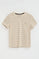 Camiseta a rayas color crudo y marrón claro de corte regular con bordado Rigby Go