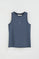 Camiseta sin mangas azul denim de corte slim con bordado Rigby Go