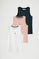 Lot de trois T-shirts sans manche pour femme bleu marine, blanc et rose pâle à coupe slim avec broderie Rigby go