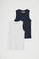 Pack da donna con due canotte blu marino e bianca a coste con logo Polo Club