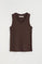 Camiseta sin mangas color chocolate de canalé y escote de pico con logo Polo Club