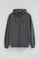 Sudadera gris piedra con capucha y cremallera con logo bordado Rigby Go