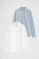 Lot de deux chemises pour femme en blanc et bleu clair, avec coupe slim et broderie Rigby go