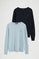 Pack uomo con due maglioni in blu marino e azzurro a girocollo con ricamo Rigby Go