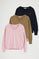 Pack donna con tre maglioni in rosa vigorè, cammello vigorè e blu marino con scollo a V, in misto lana Rigby Go