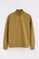 Sudadera color mostaza de cuello alto con media cremallera y bordado Rigby