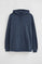 Denim-blue hoodie with pocket and Rigby Go embroidery