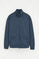 Felpa blu denim con cerniera e collo alto con ricamo Rigby Go