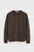 Dark-chocolate round-neck boxy-fit sweatshirt with Rigby Go embroidery