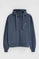Denimblauwe hoodie met rits en geborduurd Rigby Go-logo