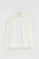 Gebroken witte sweater met overhemdkraag en geborduurd Rigby Go-logo