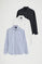 Pack hombre de tres camisas azul marino, blanca y azul claro slim-custom con bordado Rigby Go