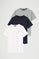 Pack hombre de tres camisetas azul marino, blanca y gris vigoré de manga corta con bordado Rigby Go
