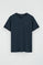 Marineblauw T-shirt met korte mouwen, V-hals en geborduurd Rigby Go-logo