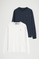 Pack uomo con due magliette in blu marino e bianco a maniche lunghe con ricamo Rigby Go