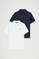 Pack hombre de dos polos azul marino y blanco de corte regular con bordado Rigby Go