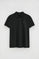 Black slim-fit polo shirt with Rigby Go embroidery