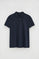 Navy-blue slim-fit polo shirt with Rigby Go embroidery