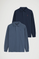 Pack uomo con due polo in blu marino e blu denim a maniche lunghe con ricamo Rigby Go