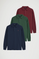 Pack uomo con tre polo in blu marino, verde bottiglia e granata a maniche lunghe con ricamo Rigby Go