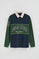 Polo azul marino y verde botella con cuello camisero y diseño en sarga Polo Club