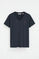 Navy-blue V-neck T-shirt with Rigby Go embroidery