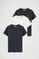 Pack donna con tre magliette in bianco, blu marino e nero regular fit con ricamo Rigby Go