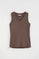 Camiseta canalé sin mangas marrón de cuello pico Polo Club