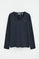 Marineblauw T-shirt met lange mouwen, V-hals en geborduurd Rigby Go-logo