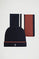 Pack de gorro y bufanda azul marino con rayas y logo Rigby go