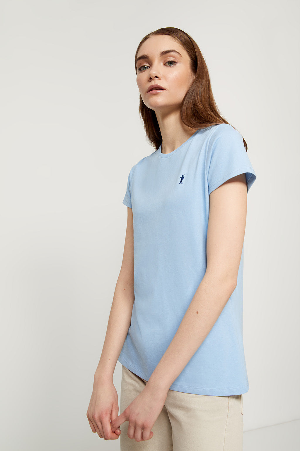 Camiseta azul celeste con logo bordado | MUJER  | POLO CLUB