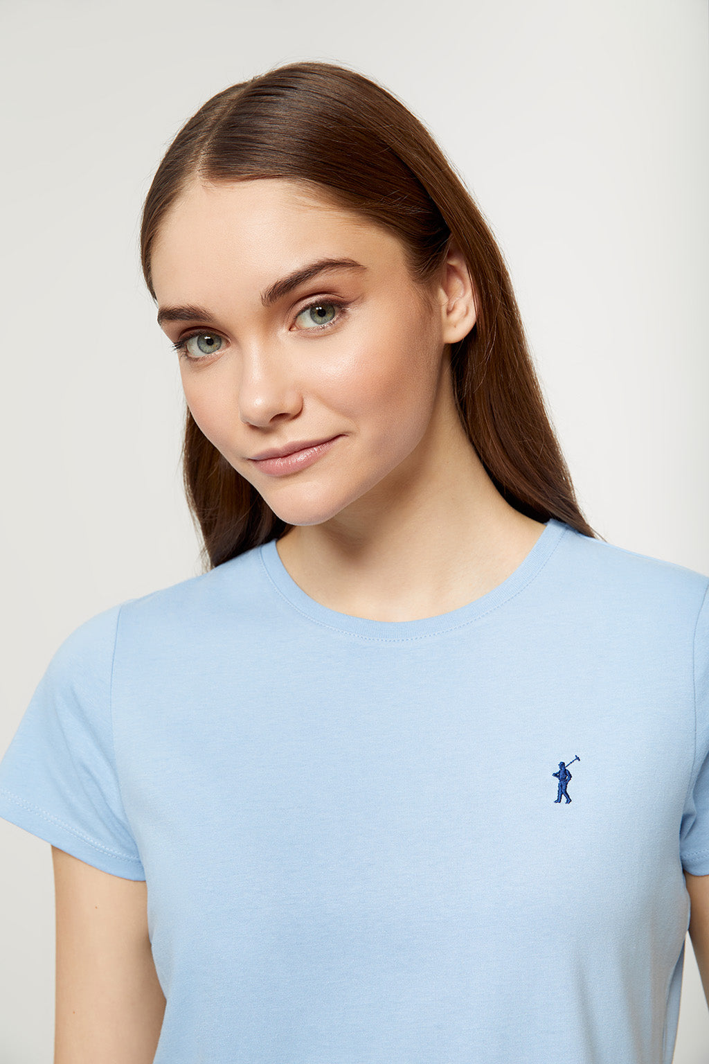 Camiseta azul celeste con logo bordado | MUJER  | POLO CLUB