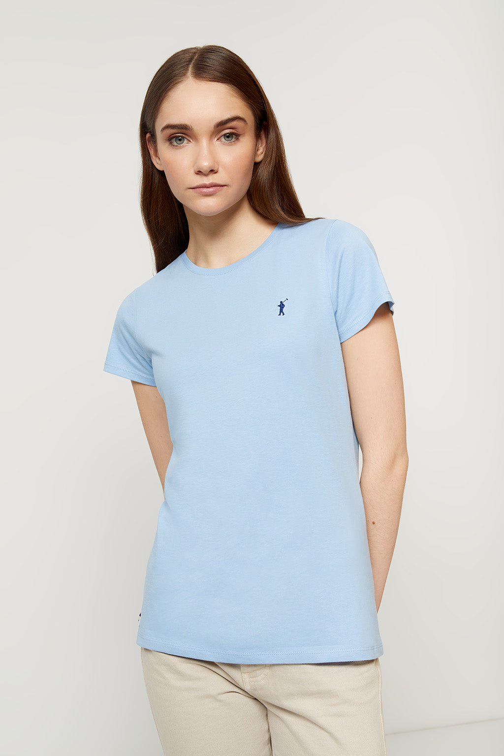 Camiseta azul celeste con logo bordado | MUJER  | POLO CLUB
