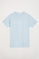 Camiseta orgánica azul pastel con estampación gráfica