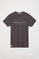 T-shirt orgânica cinza chumbo com estampado gráfico