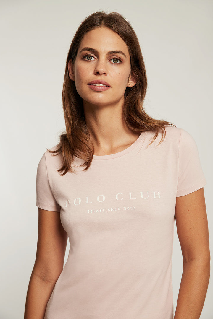 Camiseta de algodón orgánico rosa con estampación frontal | MUJER  | POLO CLUB