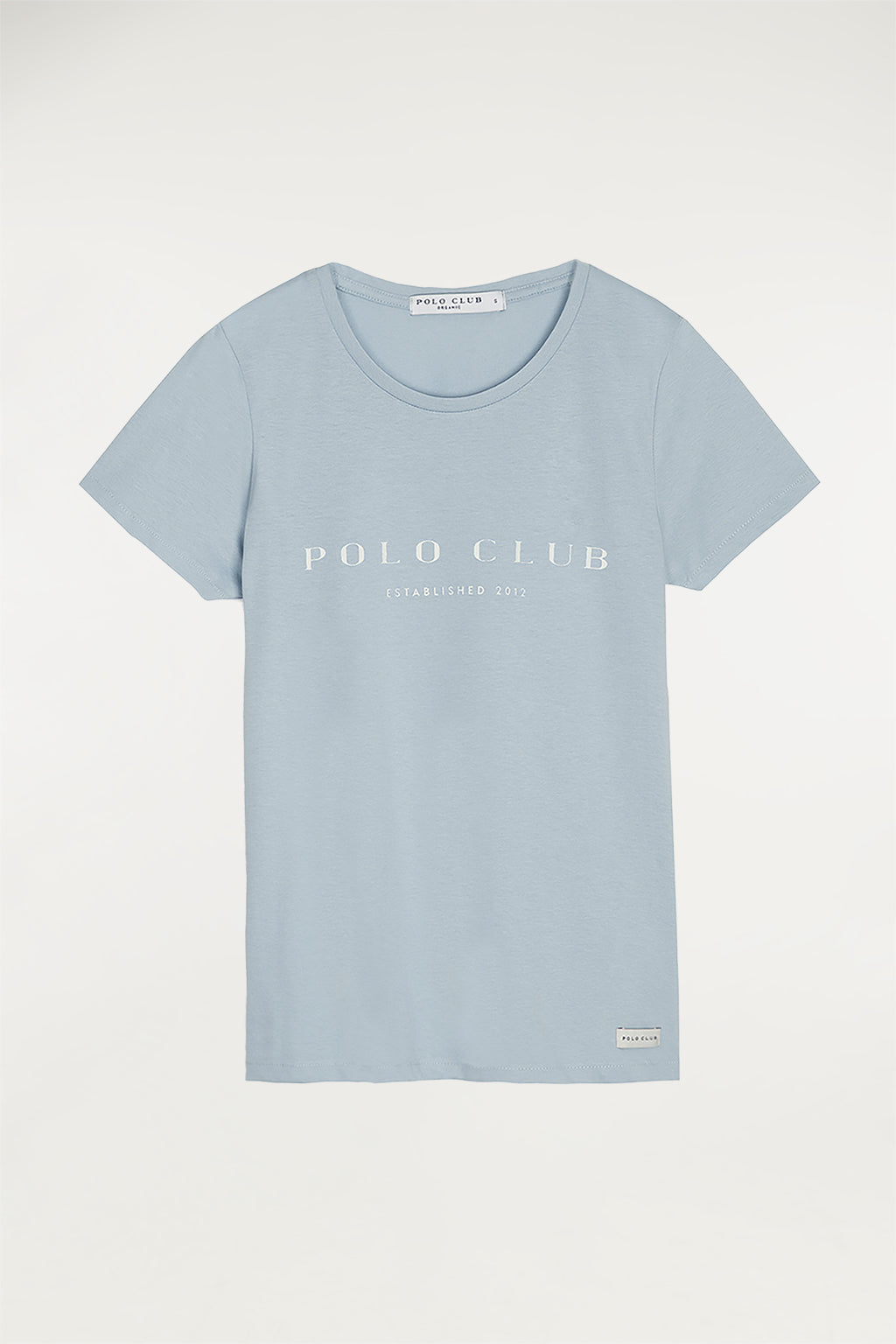 Camiseta de algodón orgánico azul pastel con estampación frontal | MUJER  | POLO CLUB