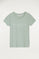 Salvia green organic cotton tee with front print
